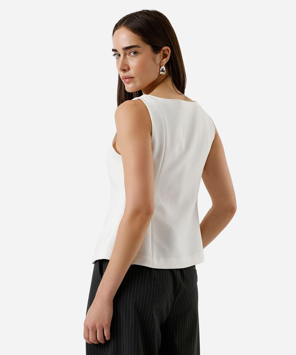 regata peplum feminina com recortes  off white