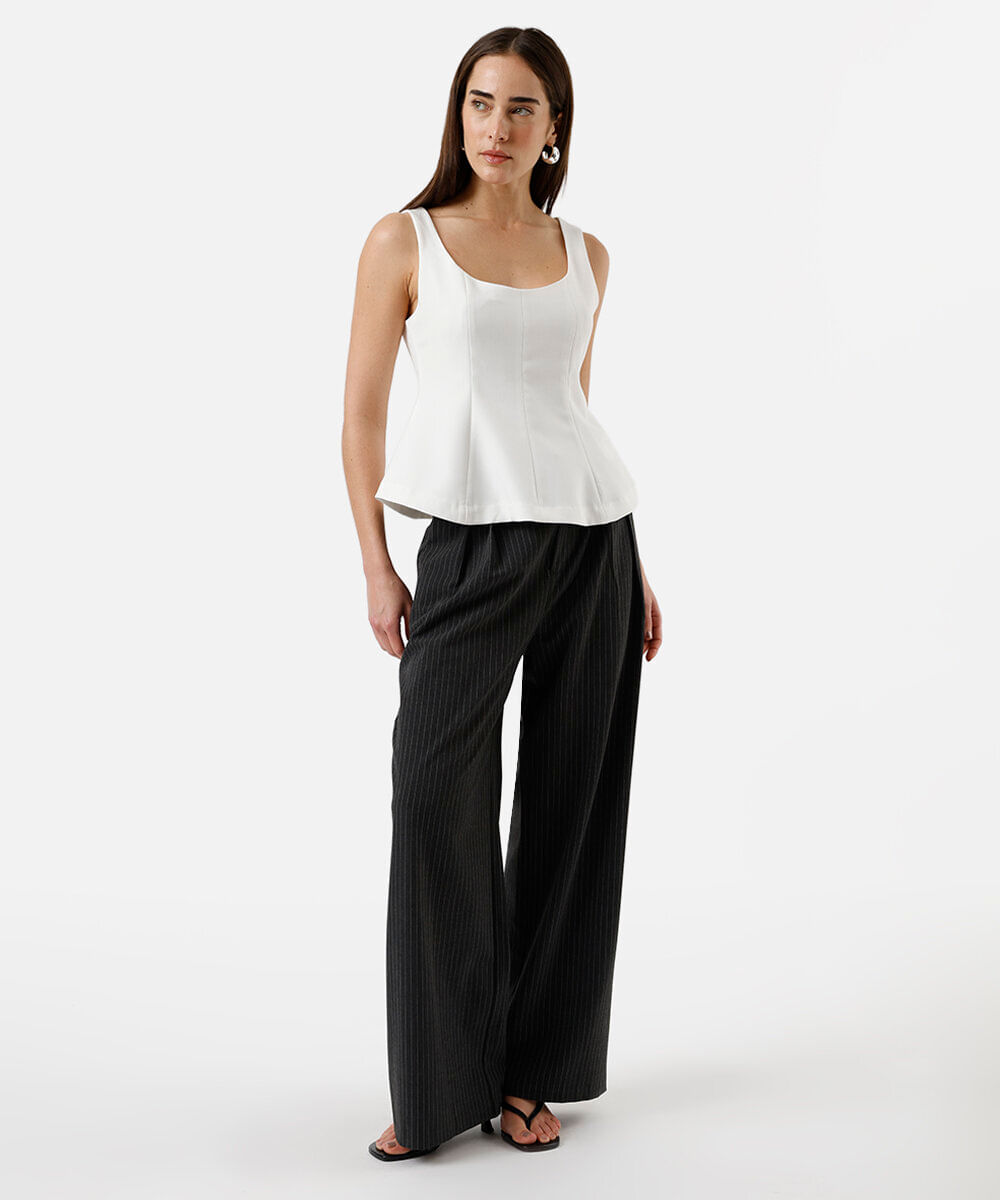 regata peplum feminina com recortes  off white