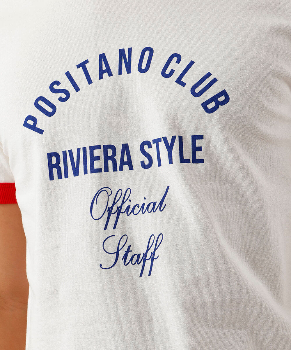 camiseta masculina de algodão positano club off white