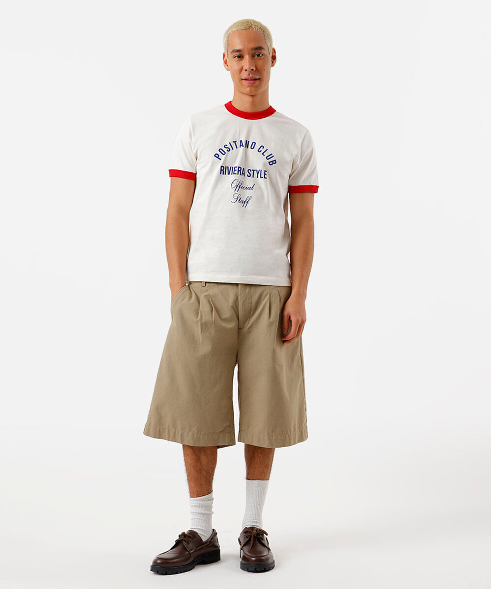 camiseta masculina de algodão positano club off white