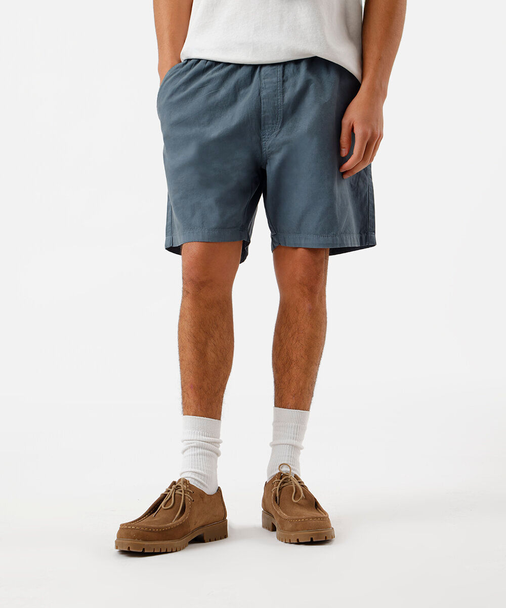 bermuda de sarja cós com elástico azul