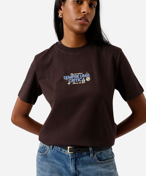 camiseta feminina de algodão signo capricórnio márcia sensitiva marrom