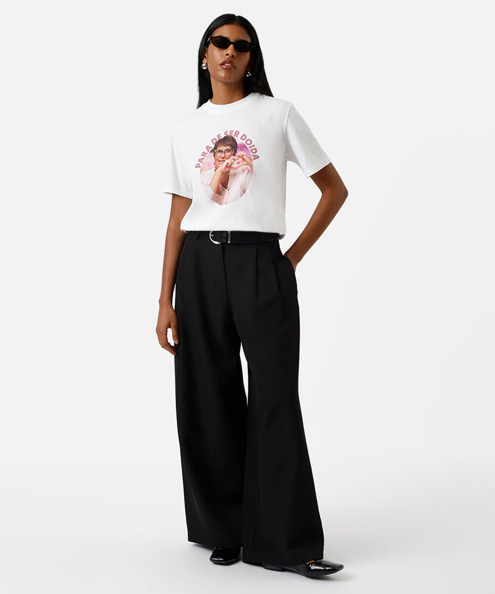 camiseta feminina de algodão estampada márcia sensitiva off white