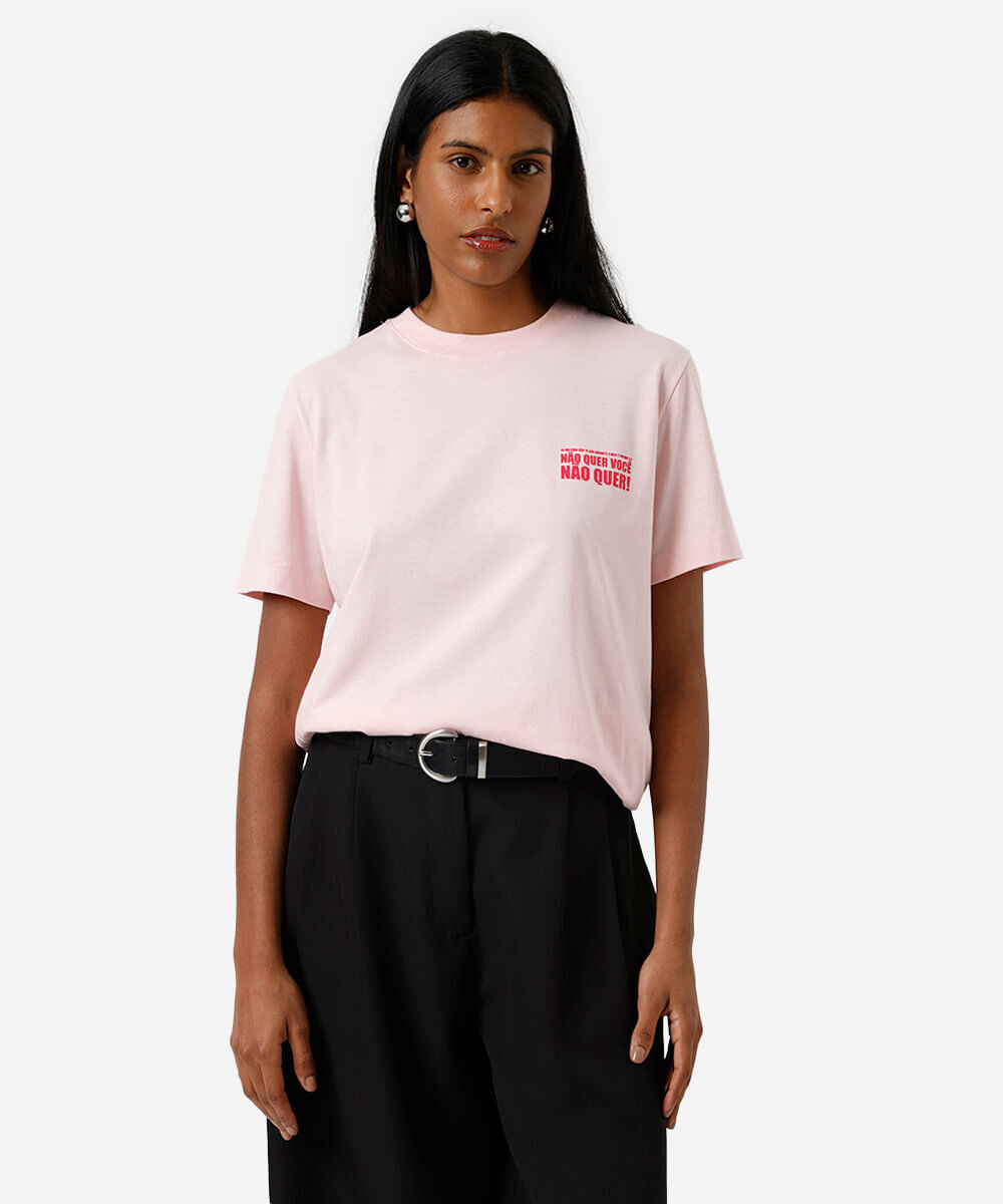 camiseta feminina de algodão estampada márcia sensitiva rosa