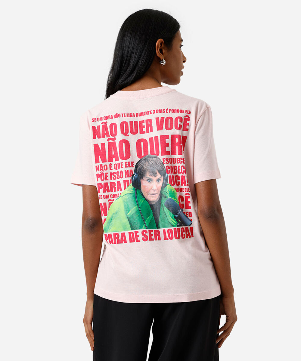 camiseta feminina de algodão estampada márcia sensitiva rosa
