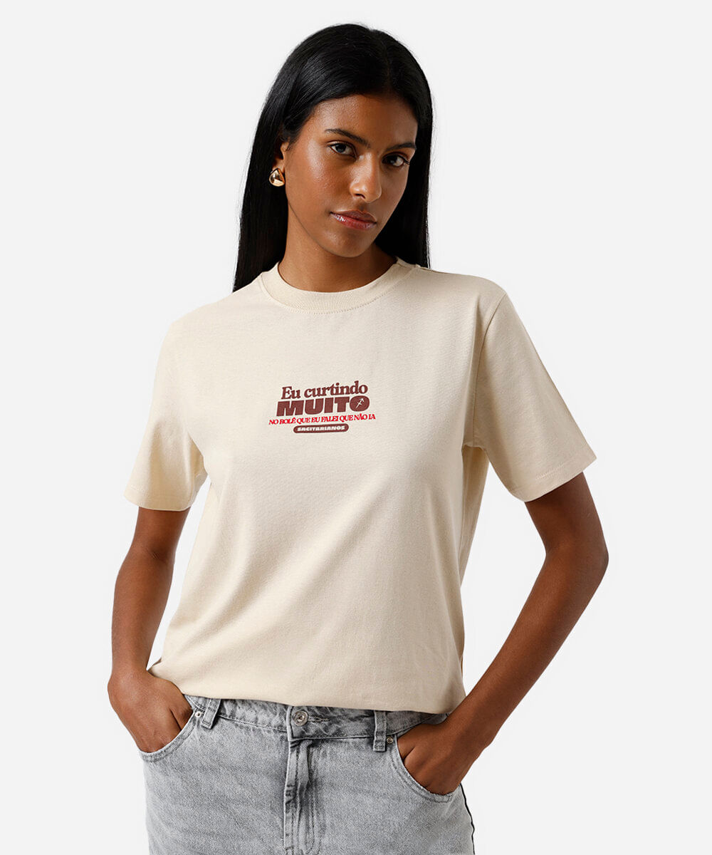 camiseta feminina de algodão signo sagitário márcia sensitiva bege