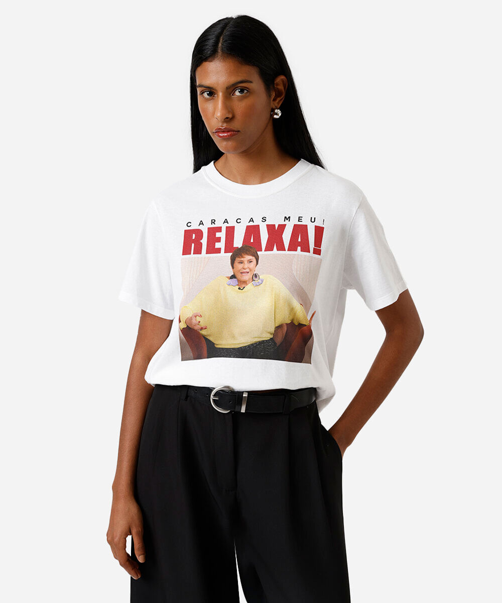 camiseta feminina de algodão estampada márcia sensitiva off white