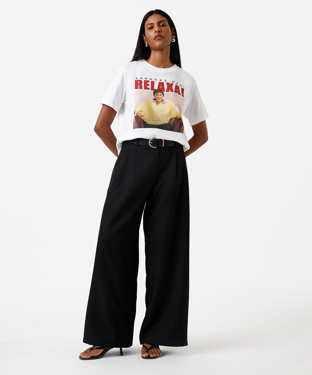 camiseta feminina de algodão estampada márcia sensitiva off white