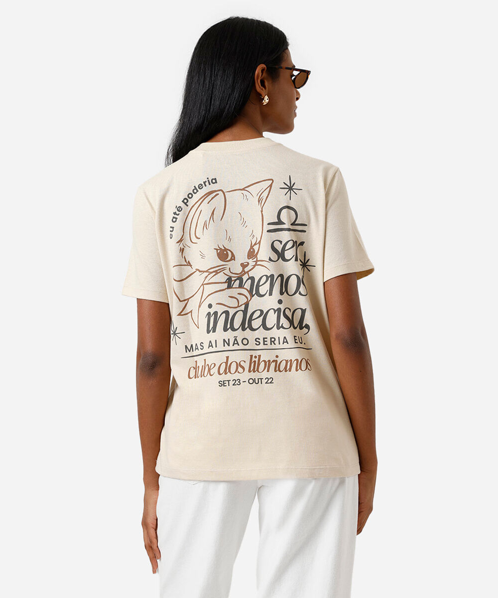 camiseta feminina de algodão signo libra márcia sensitiva bege