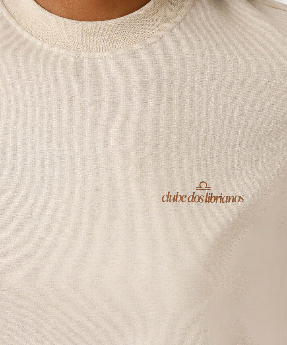 camiseta feminina de algodão signo libra márcia sensitiva bege