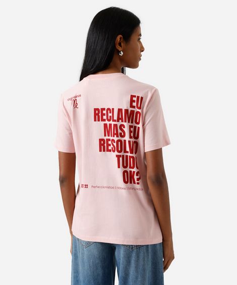 camiseta feminina de algodão signo virgem márcia sensitiva rosa