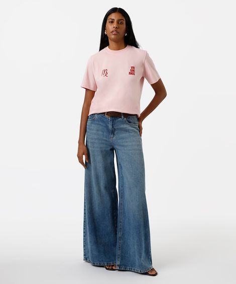 camiseta feminina de algodão signo virgem márcia sensitiva rosa