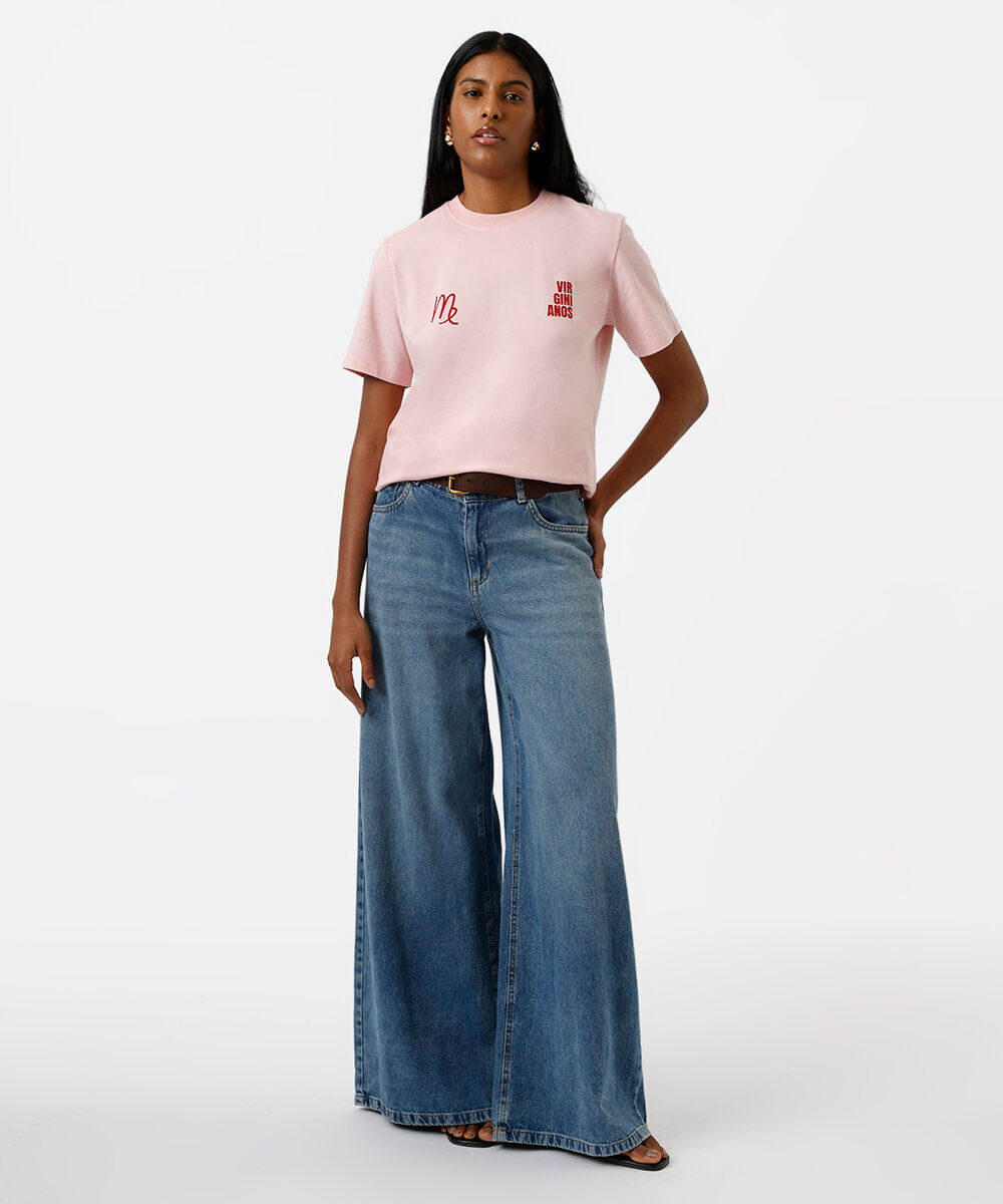 camiseta feminina de algodão signo virgem márcia sensitiva rosa