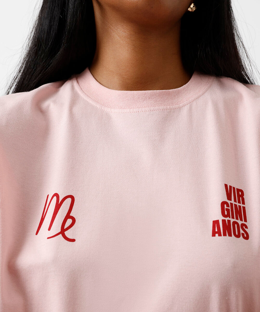 camiseta feminina de algodão signo virgem márcia sensitiva rosa