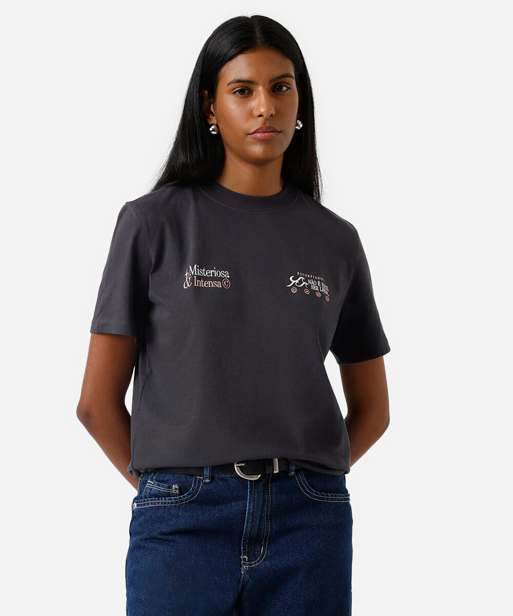 camiseta feminina de algodão signo escorpião márcia sensitiva cinza