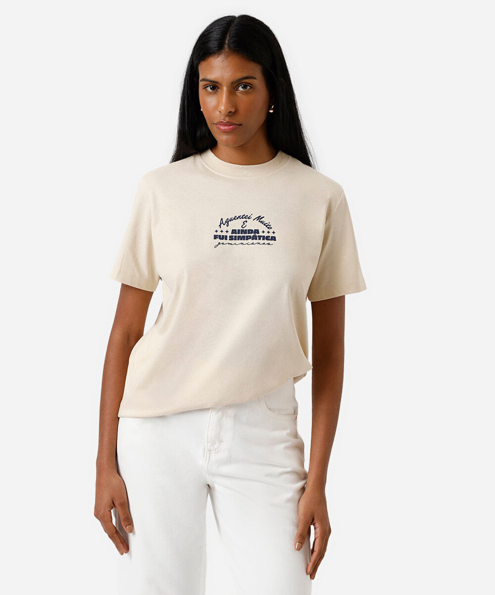 camiseta feminina de algodão signo gêmeos márcia sensitiva bege