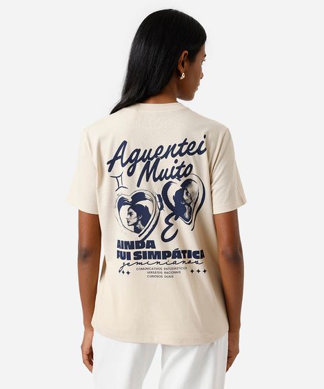 camiseta feminina de algodão signo gêmeos márcia sensitiva bege