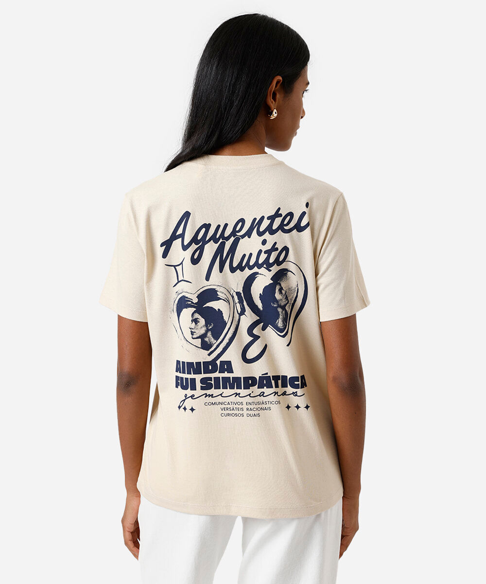 camiseta feminina de algodão signo gêmeos márcia sensitiva bege