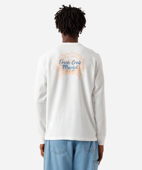 camiseta masculina mangas longas texturizada off white