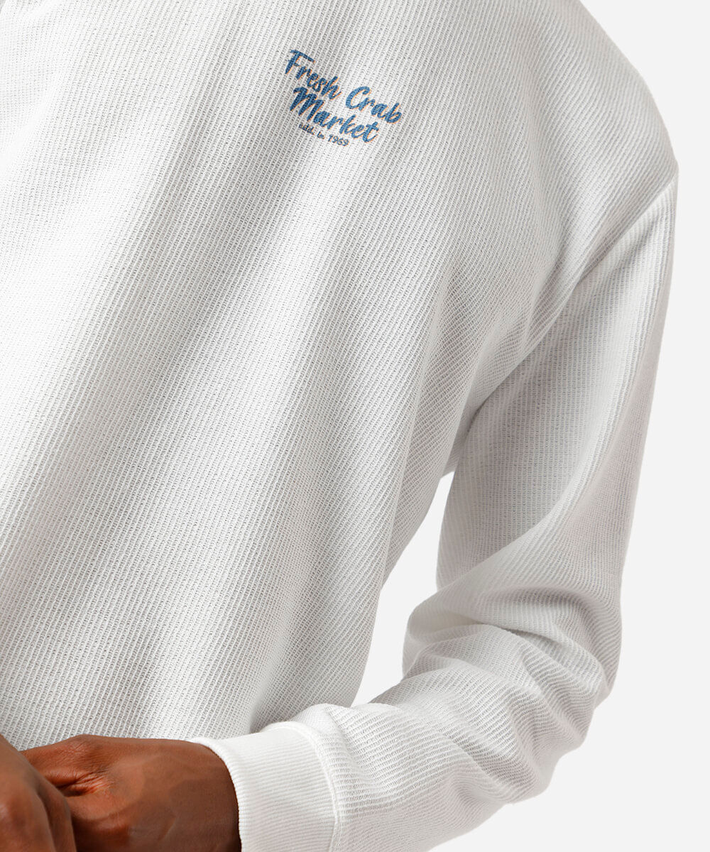 camiseta masculina mangas longas texturizada off white