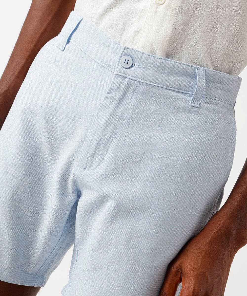bermuda reta masculina de alfaiataria azul