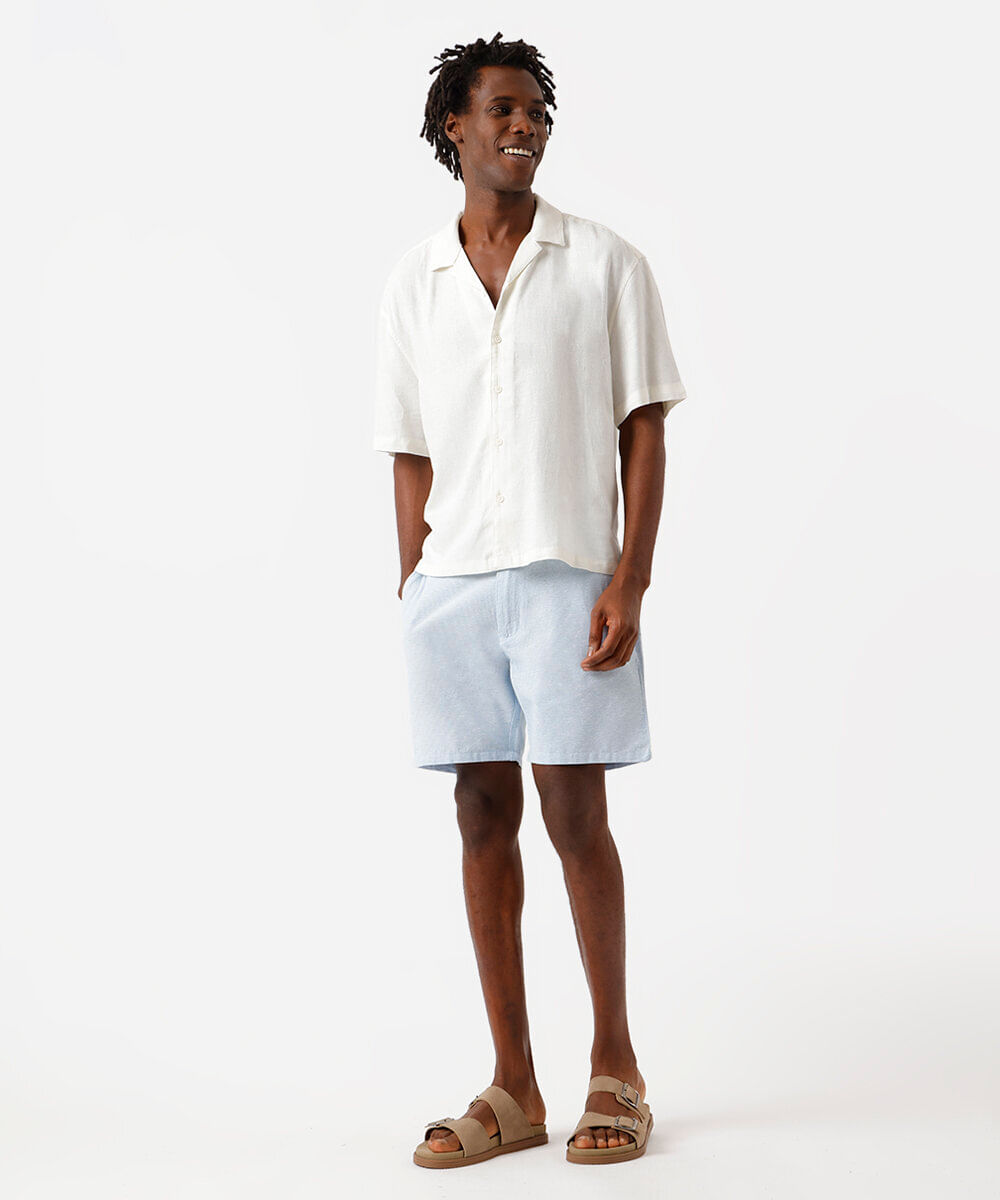 bermuda reta masculina de alfaiataria azul
