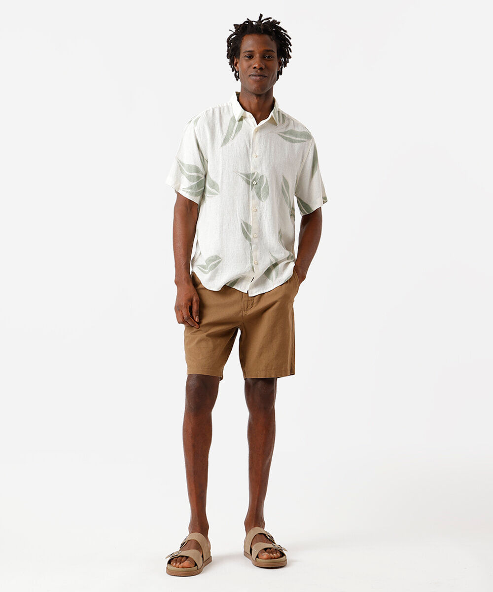 camisa masculina de viscolinho com mangas curtas colorido