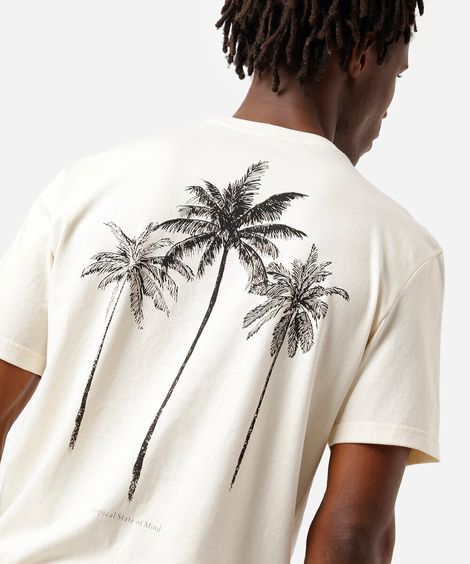 camiseta masculina de algodão estampada bege