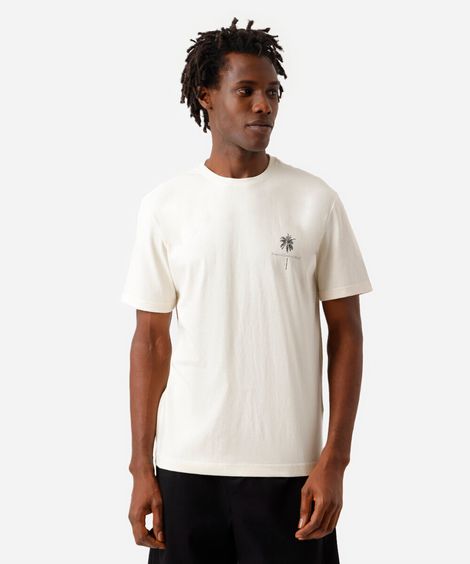 camiseta masculina de algodão estampada bege