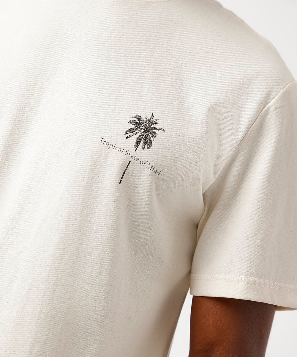 camiseta masculina de algodão estampada bege