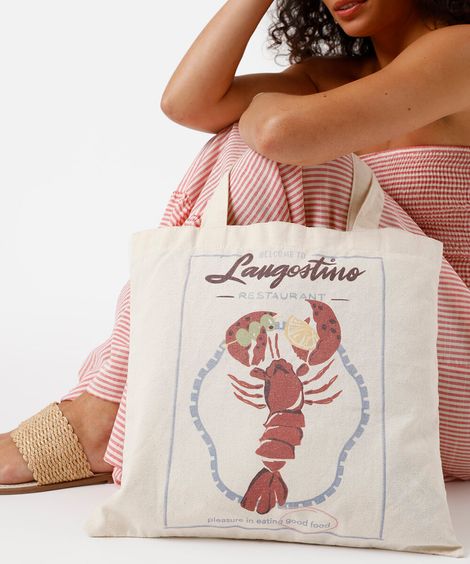 ecobag de algodão lagosta off white