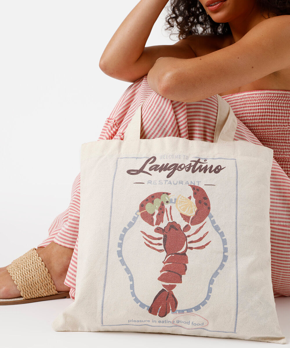 ecobag de algodão lagosta off white