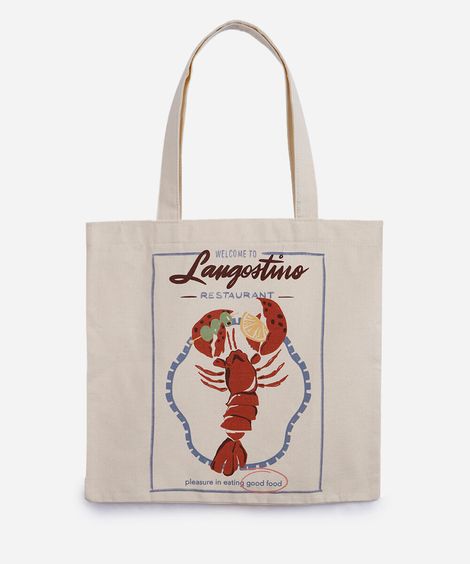 ecobag de algodão lagosta off white