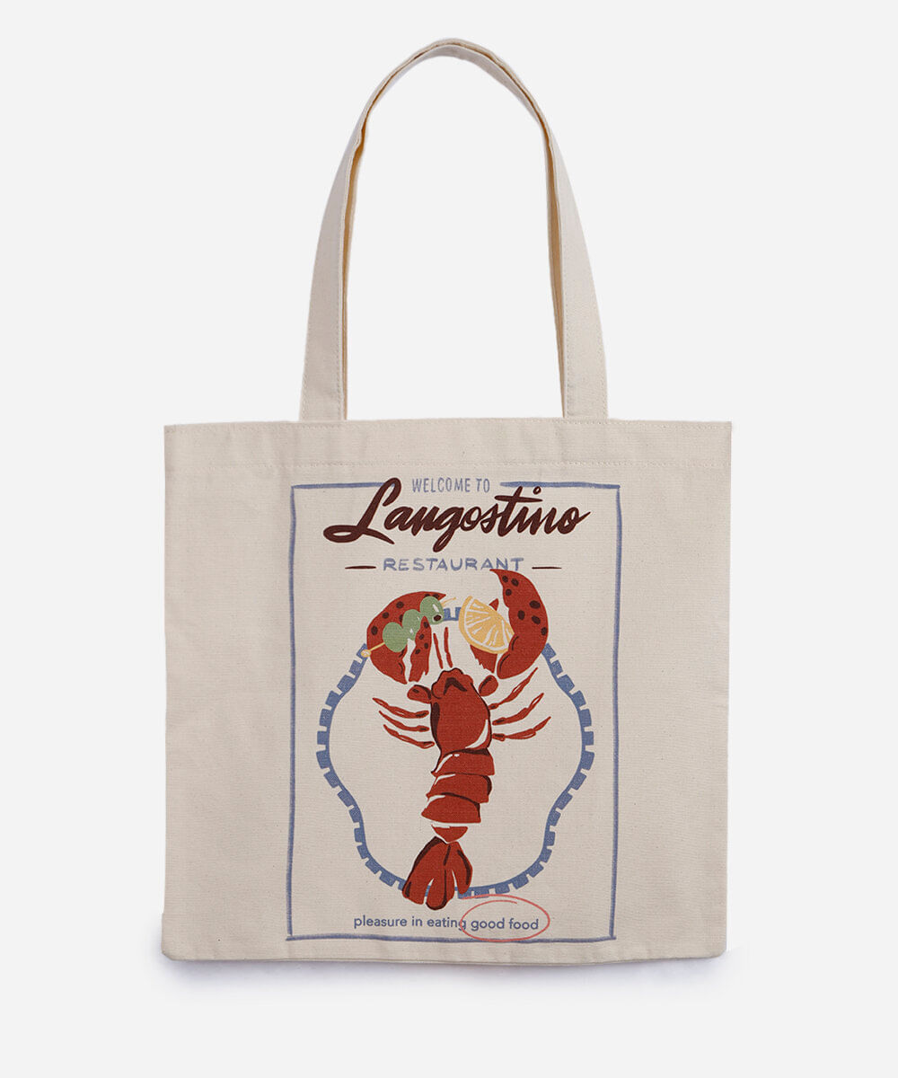 ecobag de algodão lagosta off white
