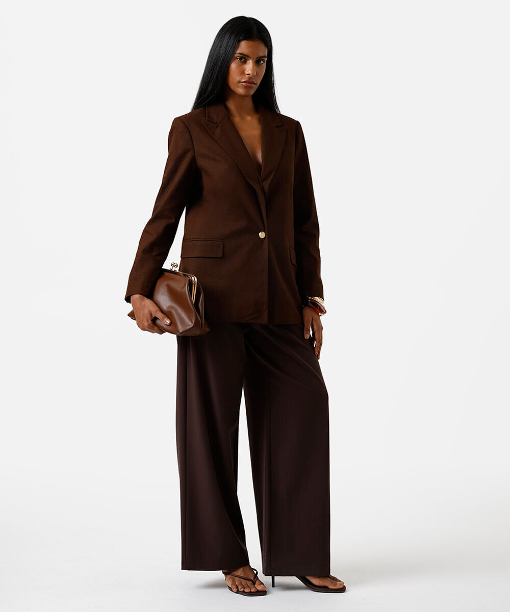 blazer de alfaiataria feminino com linho marrom