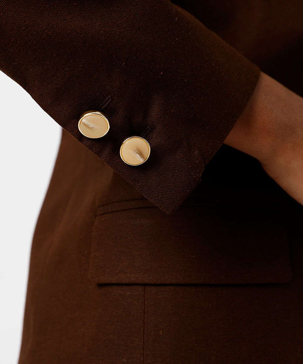 blazer de alfaiataria feminino com linho marrom
