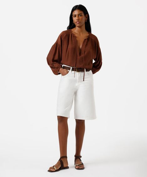 bermuda jorts feminina de sarja off white