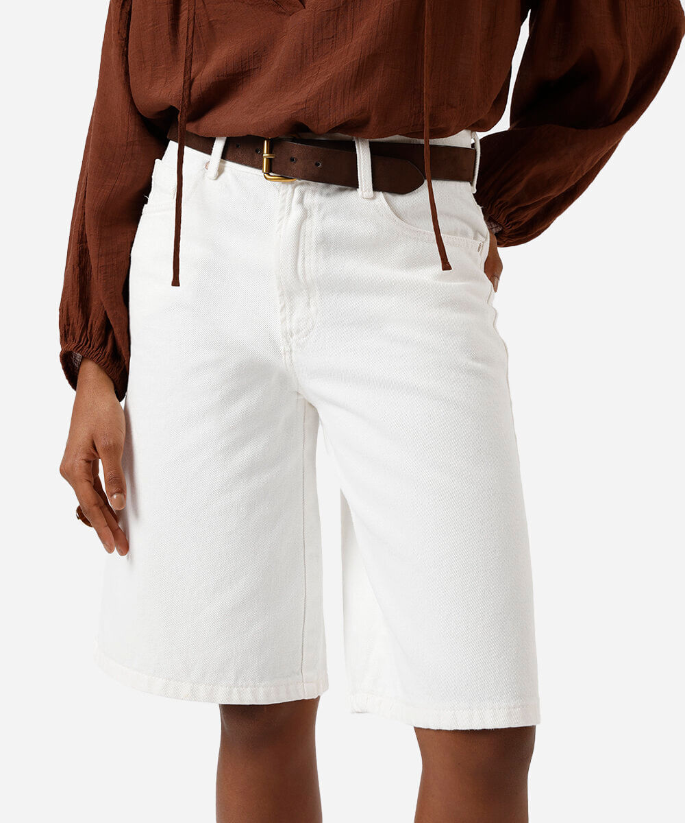 bermuda jorts feminina de sarja off white