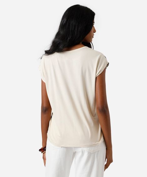 blusa feminina com viscose folhagens off white