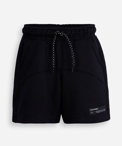 bermuda infantil de moletom recortes preta