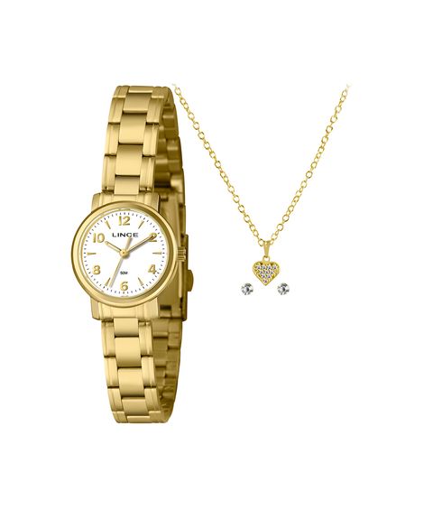 kit relógio feminino lince analógico lrgh270l25 kbrjb2kx dourado