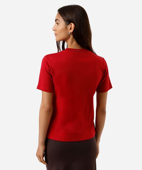 camiseta classic feminina de algodão peruano interlock vermelha