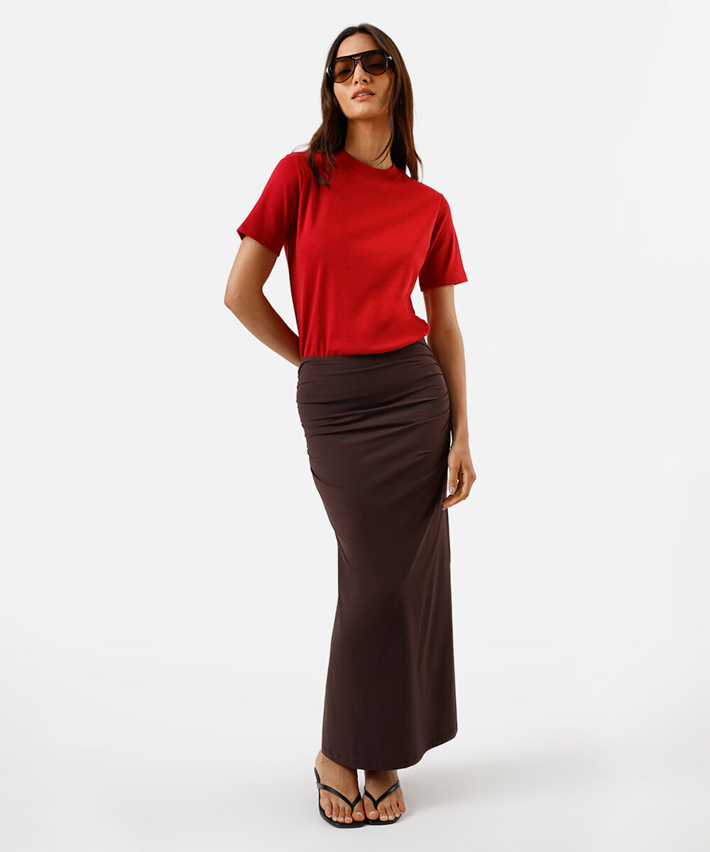 camiseta classic feminina de algodão peruano interlock vermelha