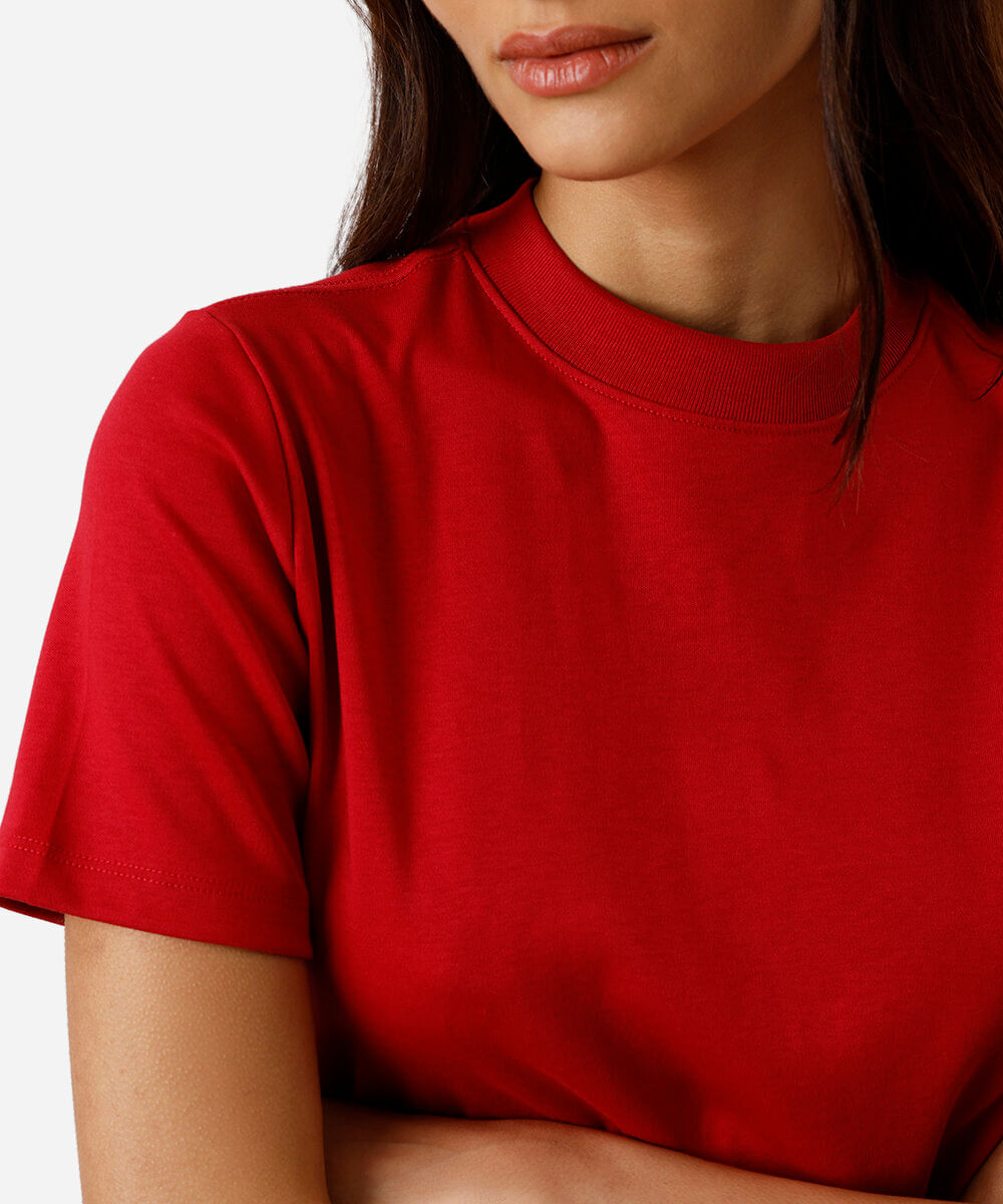 camiseta classic feminina de algodão peruano interlock vermelha