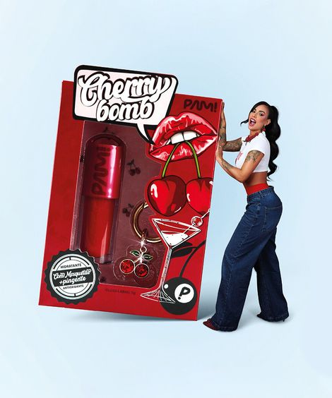 gloss labial pam by pamella cherry bomb vermelho