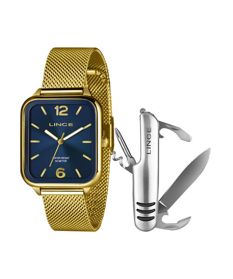 kit relógio masculino lince analógico mqgh213l34 kaend2kx dourado