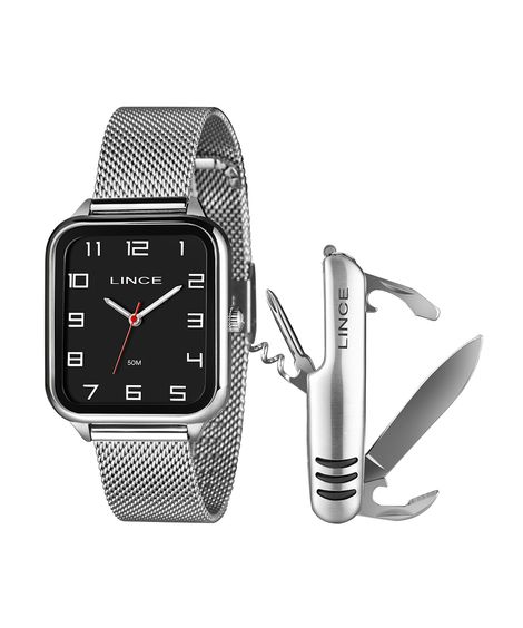 kit relógio masculino lince analógico mqmh247l34 kabmp2sx prateado