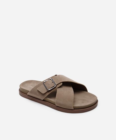 slide masculina com fivela oneself bege