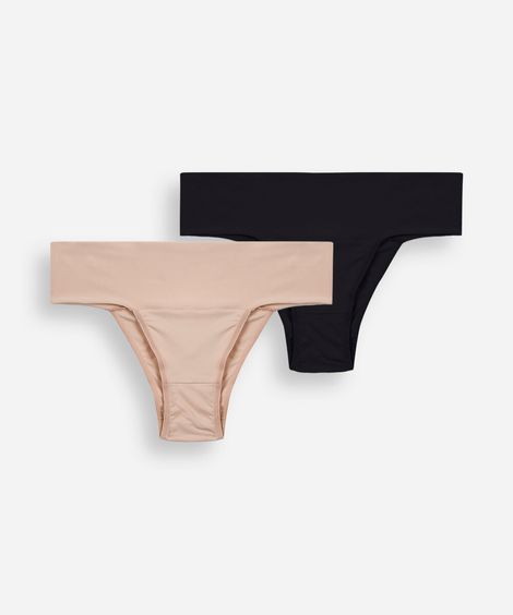 kit com 2 calcinhas femininas biquíni em microfibra colorido