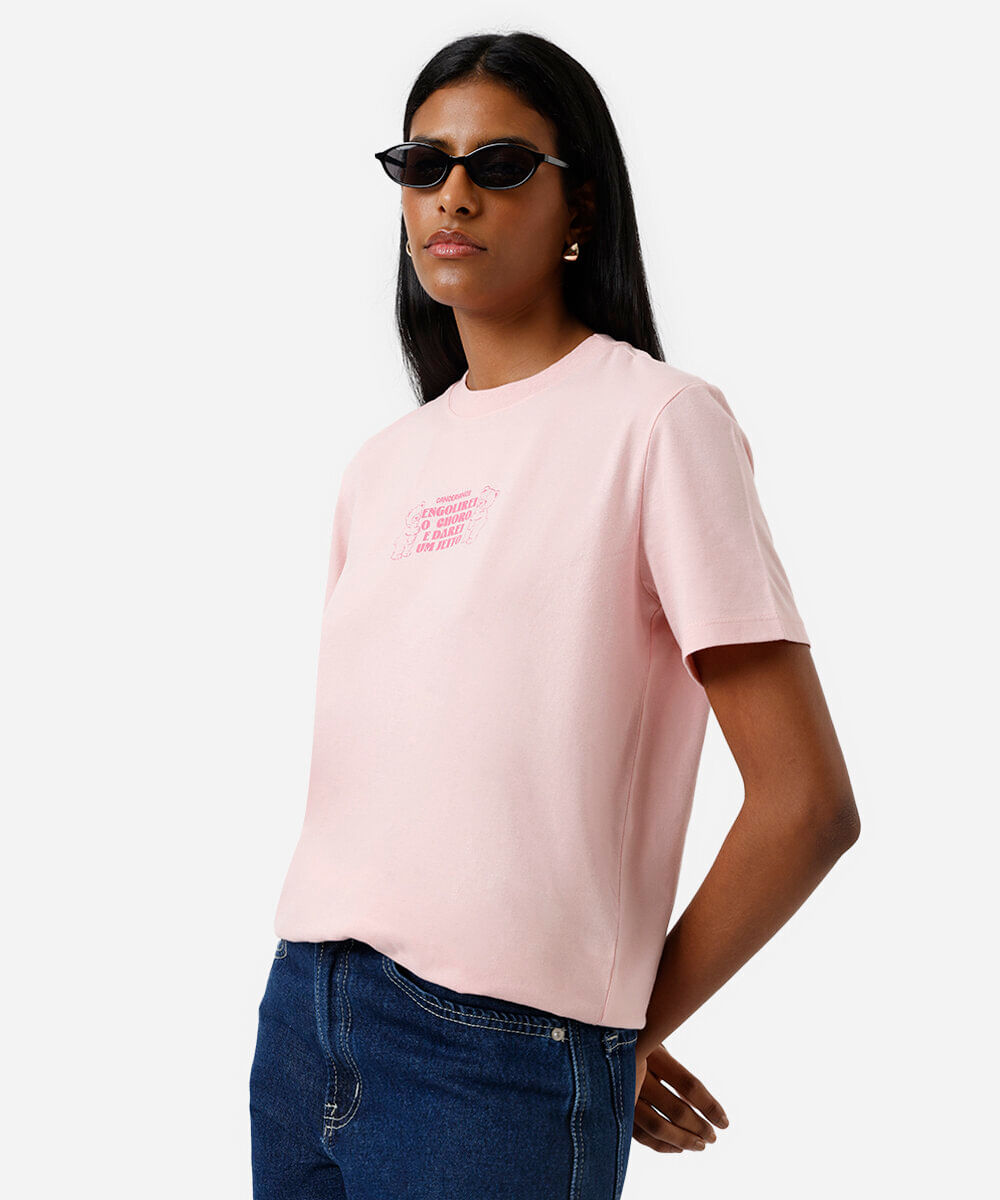 camiseta feminina de algodão signo câncer márcia sensitiva rosa